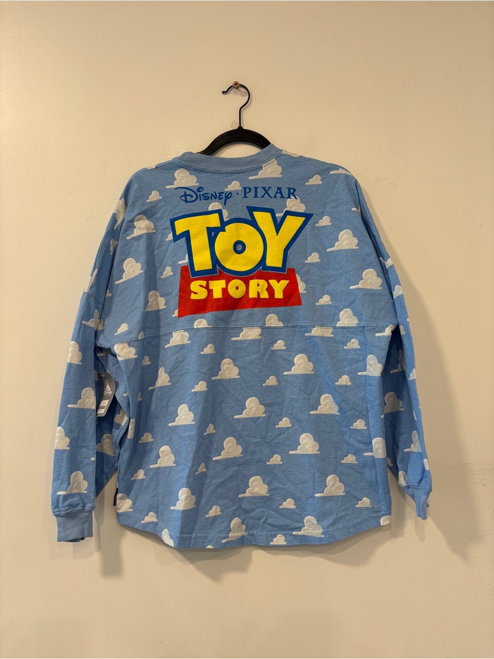 Disney Toy Story Long-Sleeve Top in Light Blue with White Cloud Print